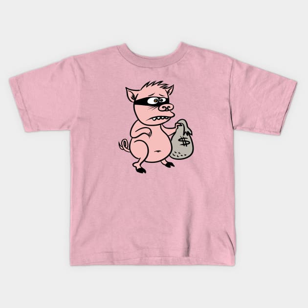 Piggy Boy Floyd Kids T-Shirt by brightredrocket
